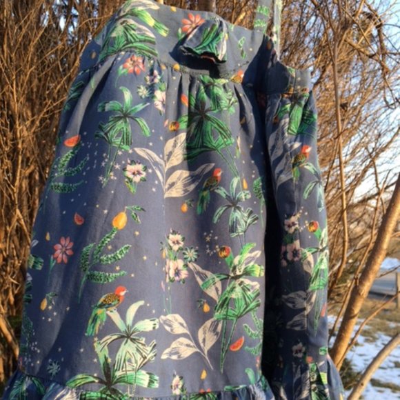 Delightful, NWOT, Gap, Sundress with Birds, fruit, palms, & flowers 18-24 mnths. - Picture 1 of 5